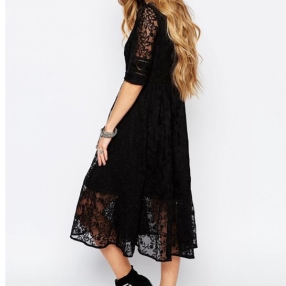 Free People Laure Black Lace Midi Dress - Picture 6 of 8